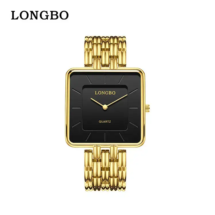 Longbo Gold Wristwatch for Men Business Luxury Fashion