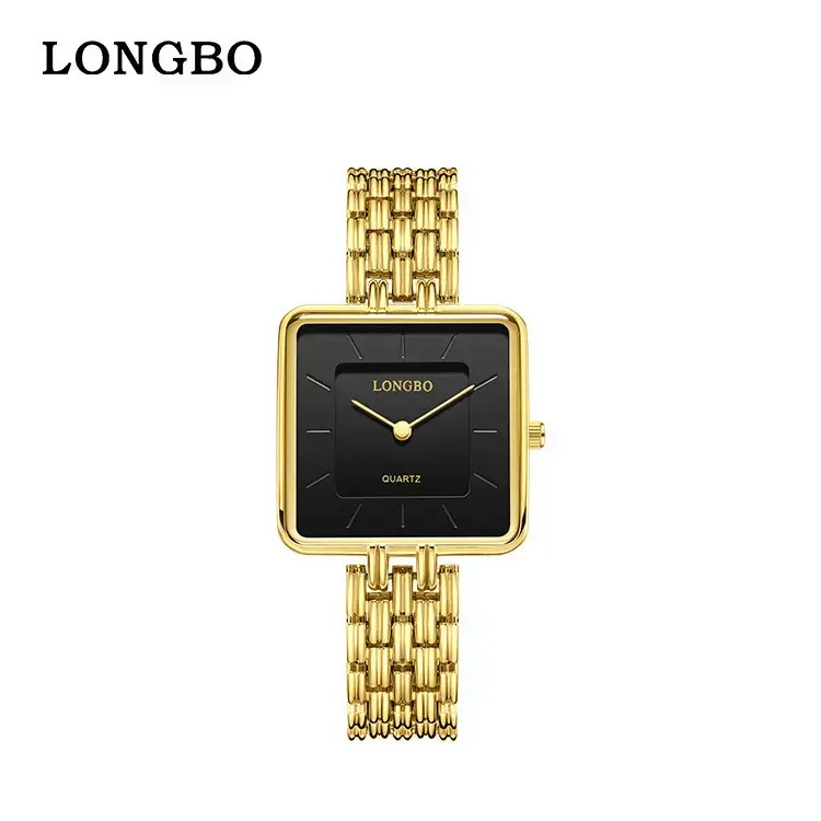 Longbo Gold Wristwatch for Men Business Luxury Fashion