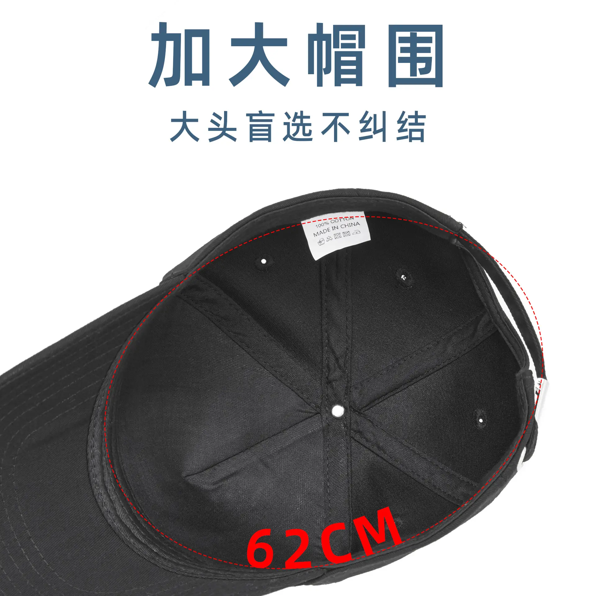 Men's Black 5-Piece High-Cap Sunscreen Cap Big Head Circumference - Image 8