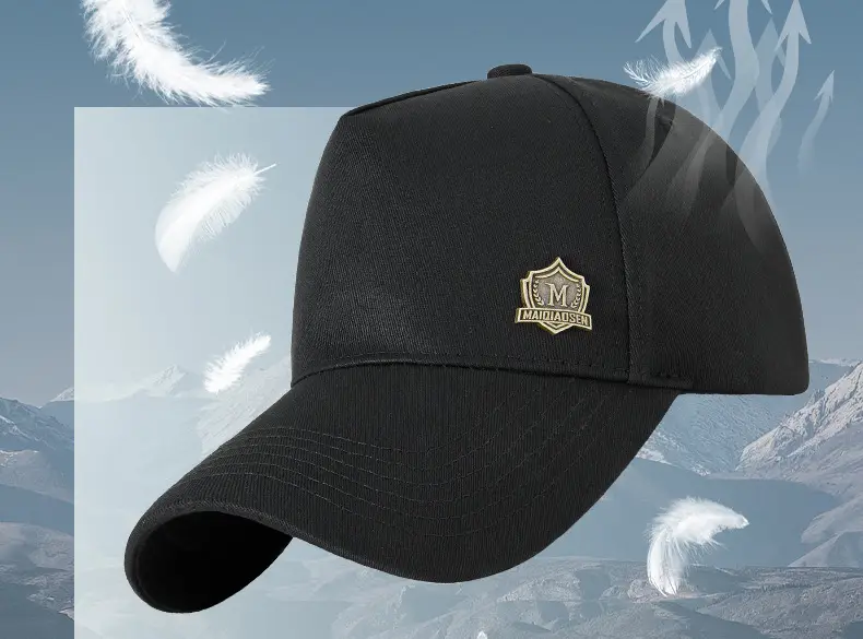 Men's Black 5-Piece High-Cap Sunscreen Cap Big Head Circumference — feature 13