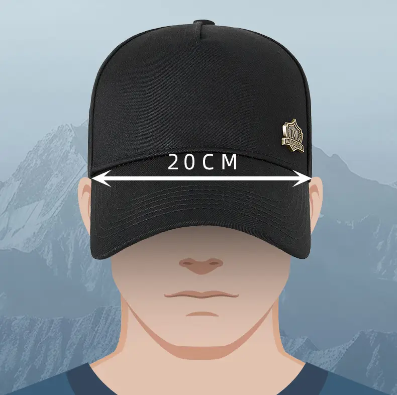 Men's Black 5-Piece High-Cap Sunscreen Cap Big Head Circumference — feature 19