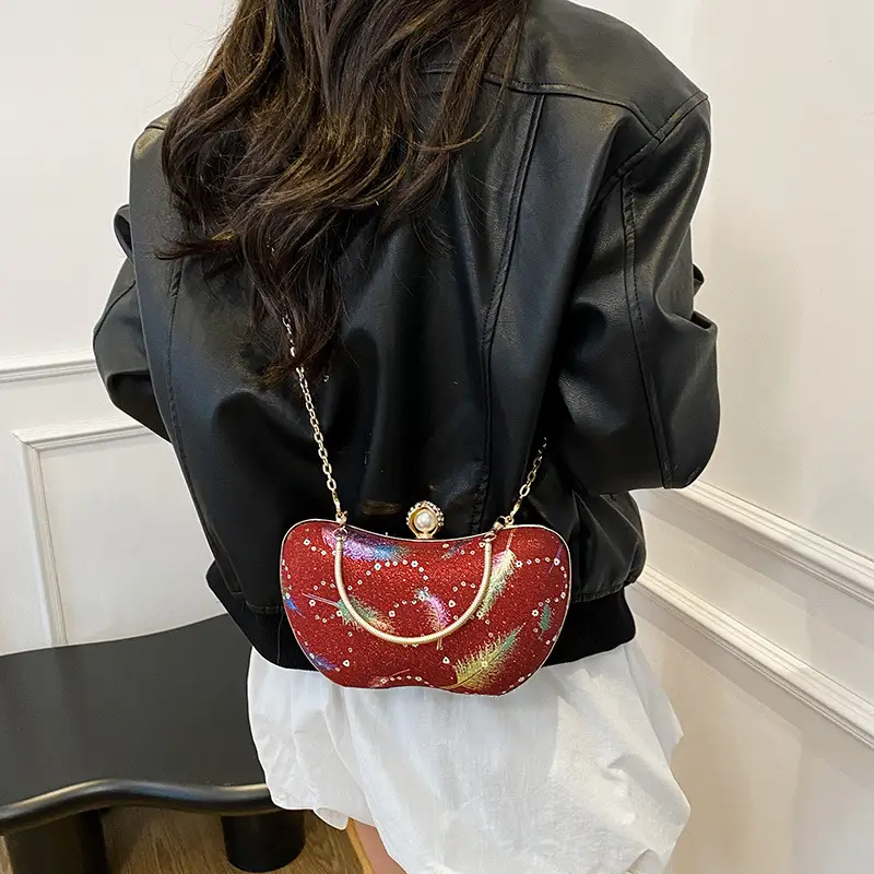 Sparkly Feather Chain Crossbody Bag for Women - Image 8