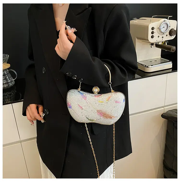 Sparkly Feather Chain Crossbody Bag for Women — feature 17