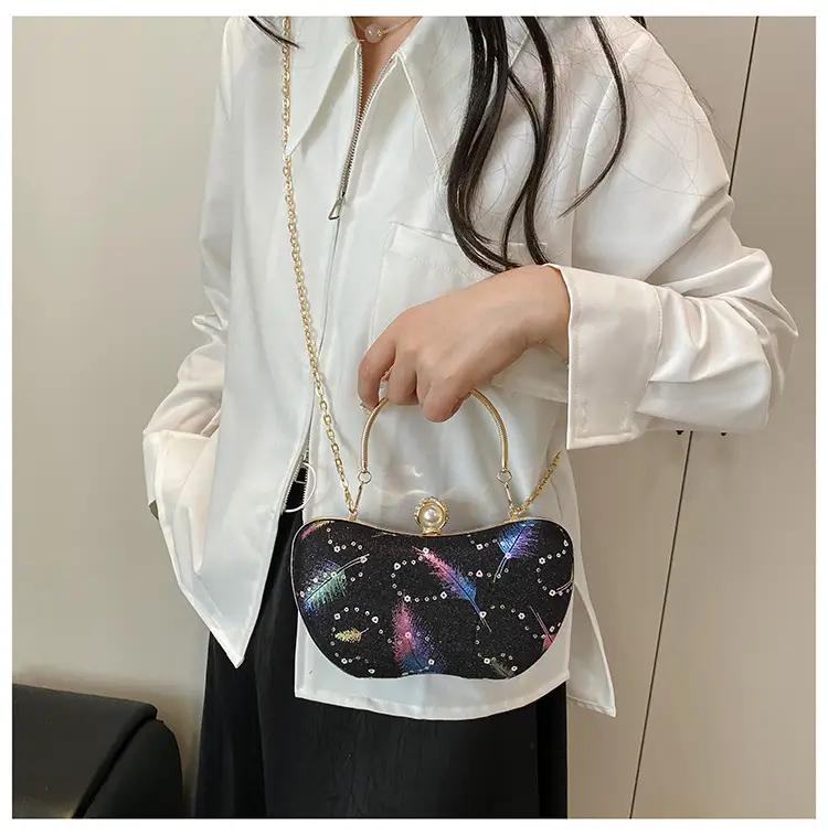 Sparkly Feather Chain Crossbody Bag for Women — feature 19