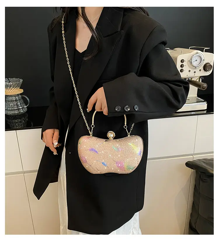 Sparkly Feather Chain Crossbody Bag for Women — feature 2
