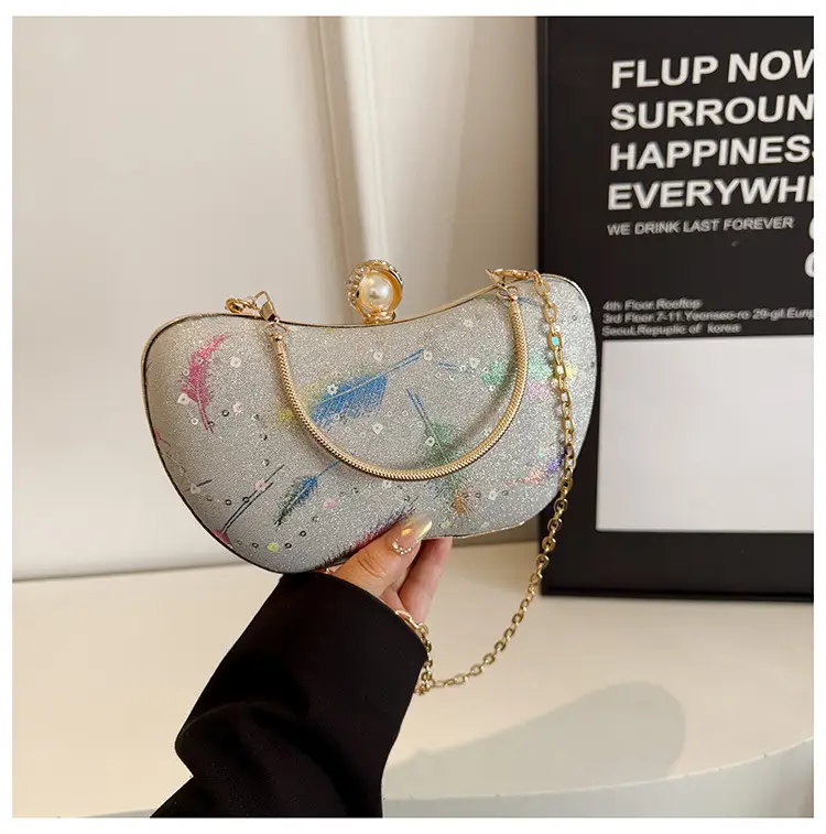 Sparkly Feather Chain Crossbody Bag for Women — feature 23