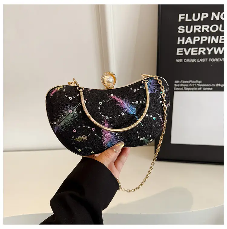 Sparkly Feather Chain Crossbody Bag for Women — feature 24