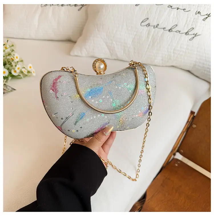 Sparkly Feather Chain Crossbody Bag for Women — feature 25