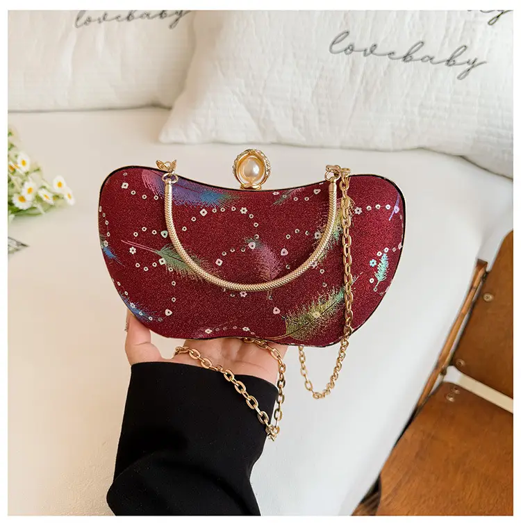 Sparkly Feather Chain Crossbody Bag for Women — feature 26