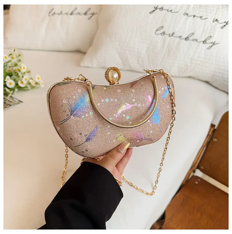 Sparkly Feather Chain Crossbody Bag for Women — feature 27