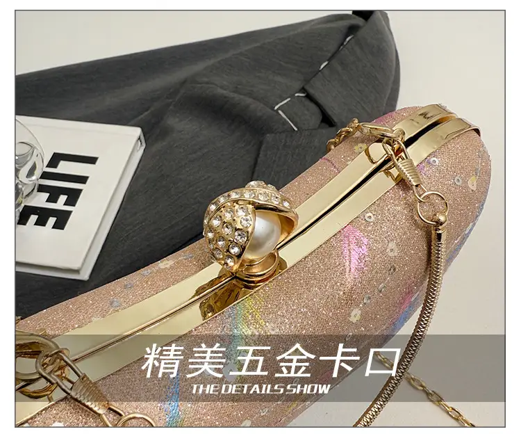 Sparkly Feather Chain Crossbody Bag for Women — feature 8