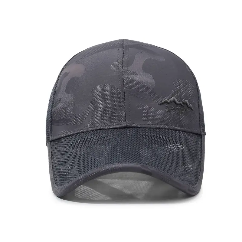 Men Grey Mesh Sun Hat with Brand Logo - Image 6