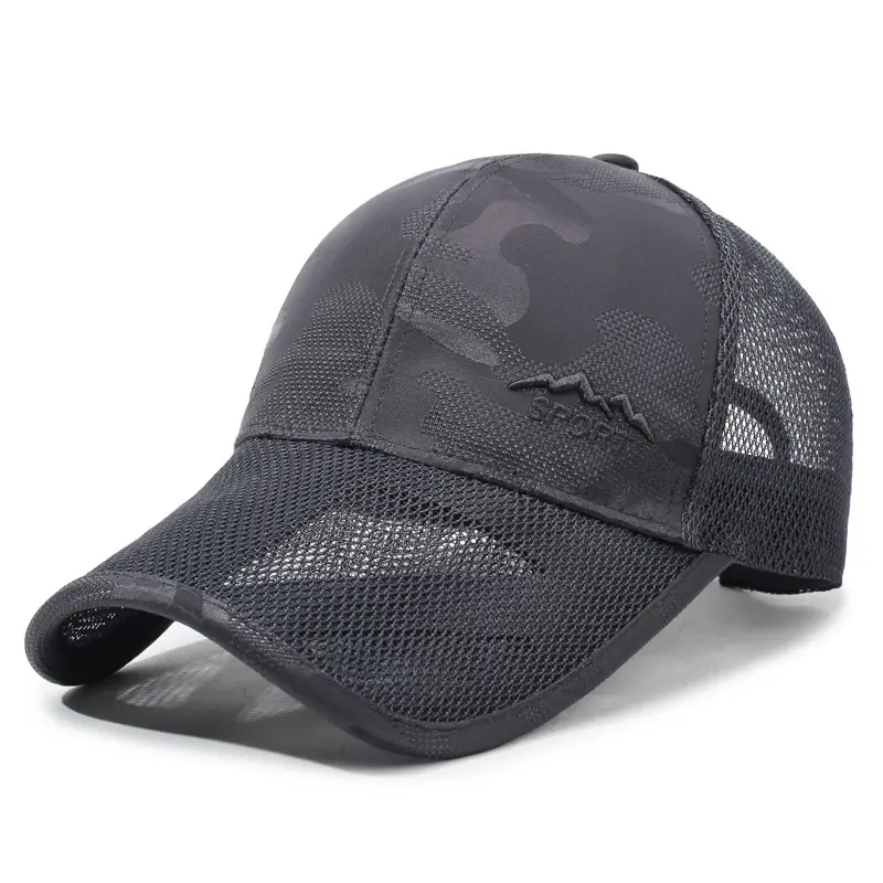 Men Grey Mesh Sun Hat with Brand Logo - Image 9