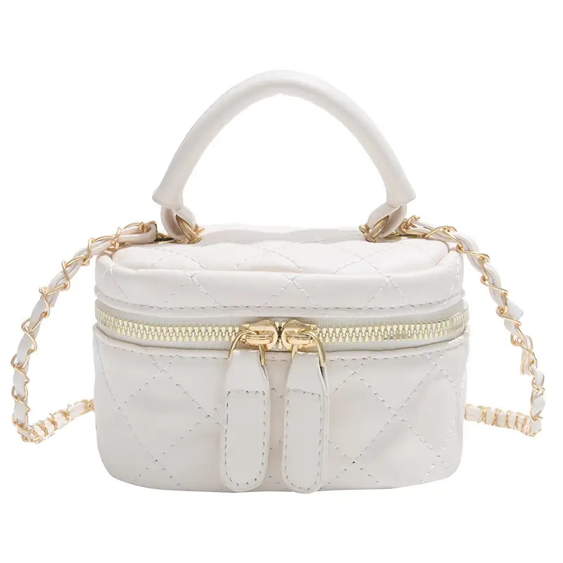 Orange Mini Quilted Chain Bag for Women - Image 13