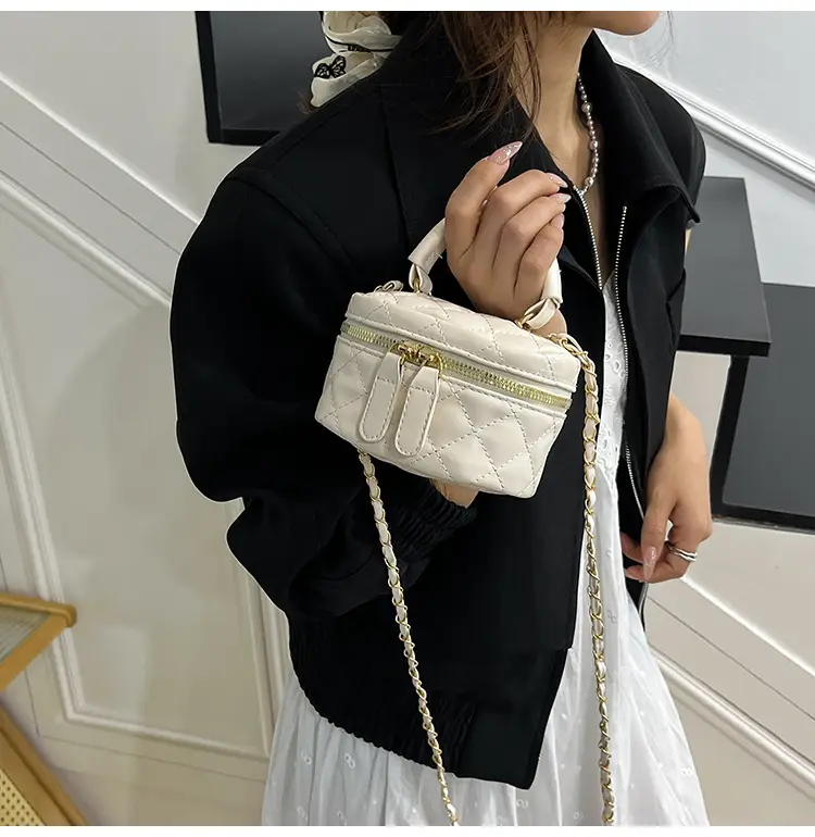Orange Mini Quilted Chain Bag for Women — feature 11