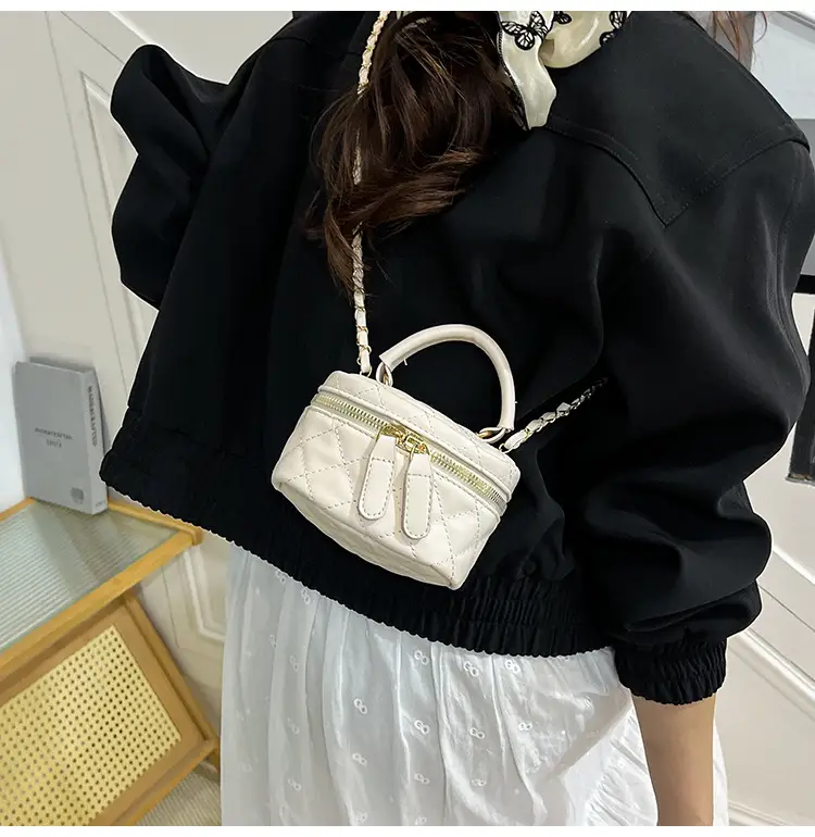 Orange Mini Quilted Chain Bag for Women — feature 12