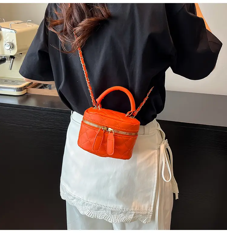 Orange Mini Quilted Chain Bag for Women — feature 15