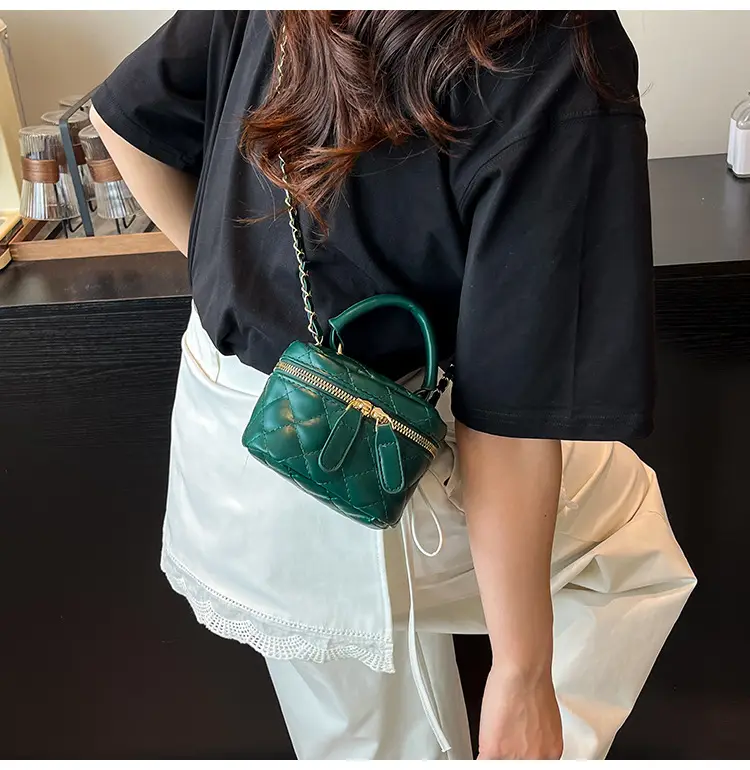 Orange Mini Quilted Chain Bag for Women — feature 18