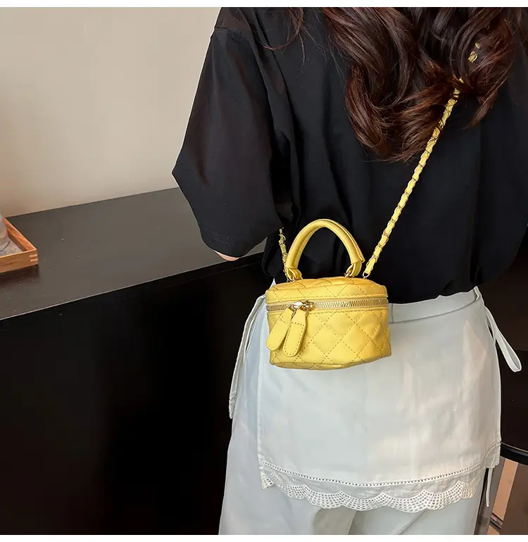 Orange Mini Quilted Chain Bag for Women — feature 19