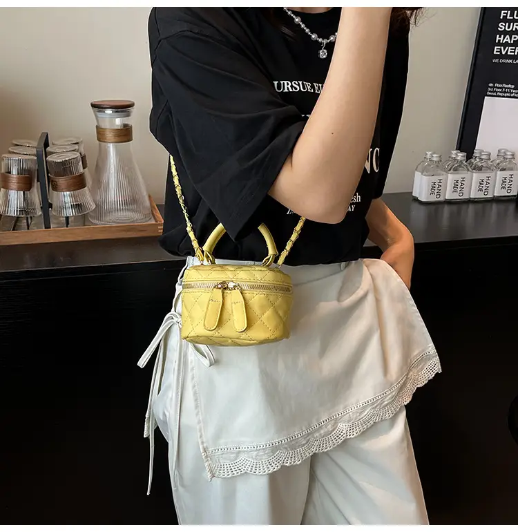 Orange Mini Quilted Chain Bag for Women — feature 20