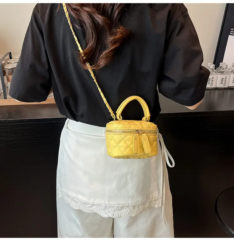 Orange Mini Quilted Chain Bag for Women — feature 21