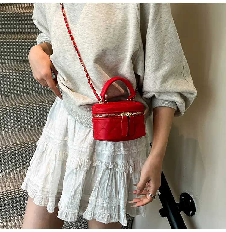 Orange Mini Quilted Chain Bag for Women — feature 22