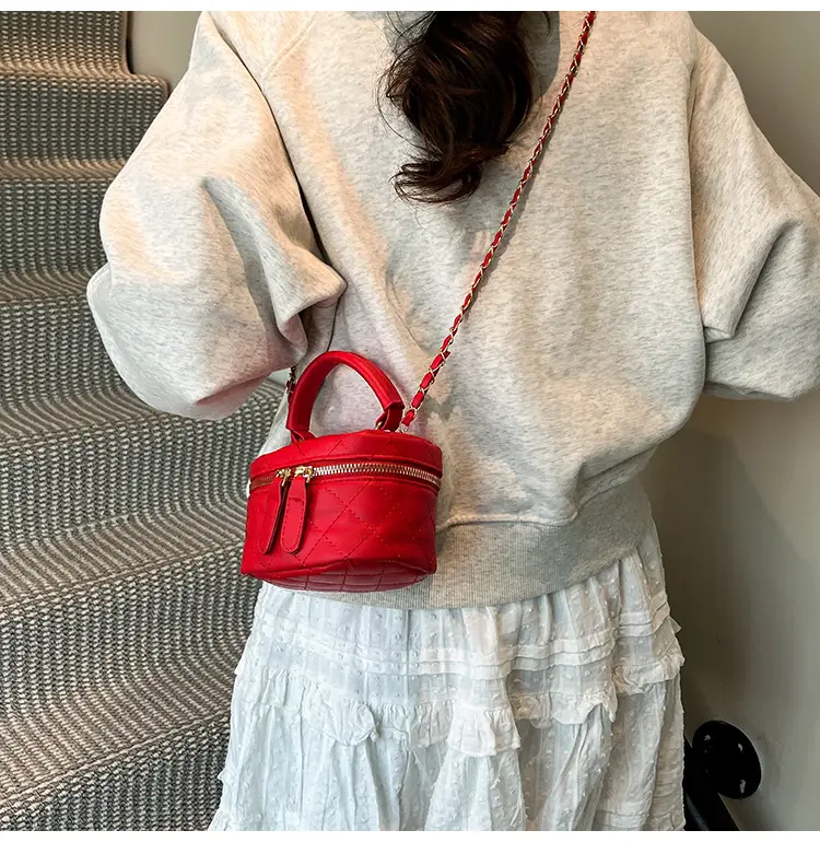 Orange Mini Quilted Chain Bag for Women — feature 23
