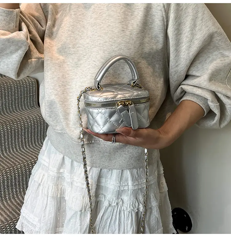 Orange Mini Quilted Chain Bag for Women — feature 25