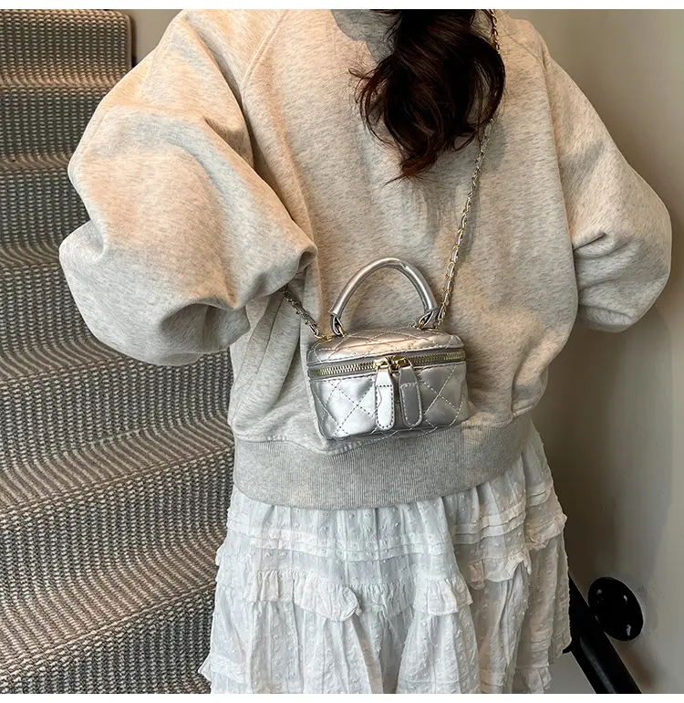 Orange Mini Quilted Chain Bag for Women — feature 27