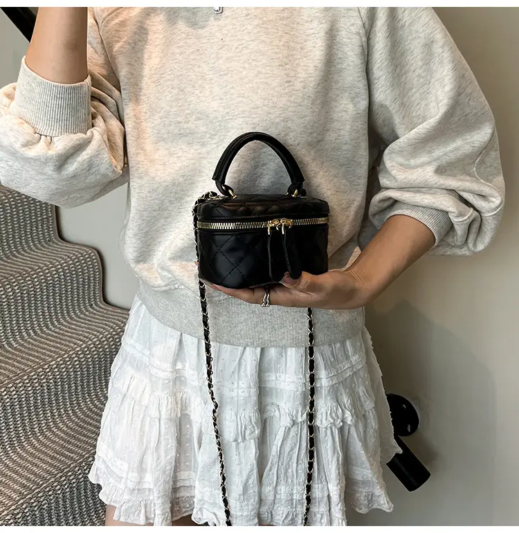 Orange Mini Quilted Chain Bag for Women — feature 28