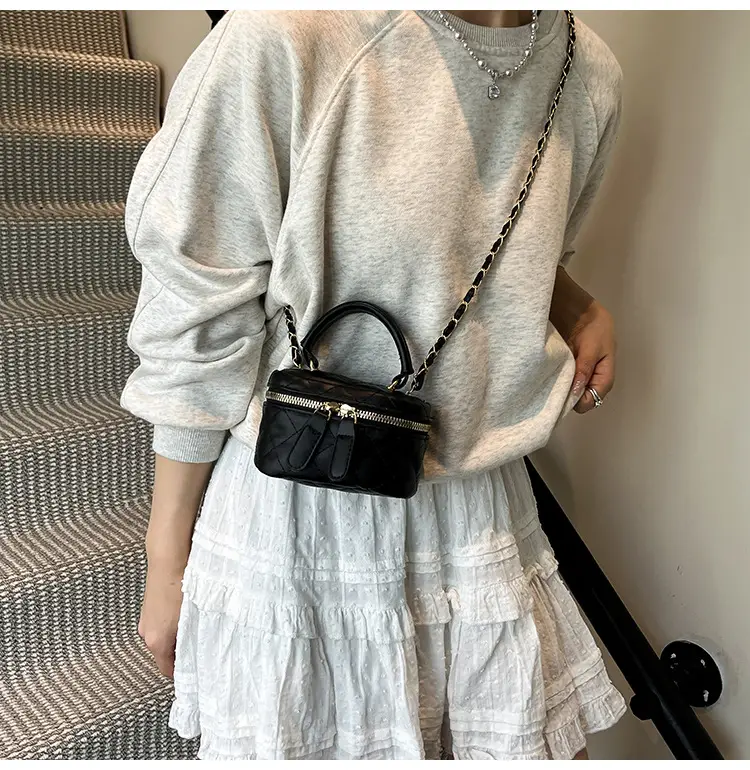 Orange Mini Quilted Chain Bag for Women — feature 30