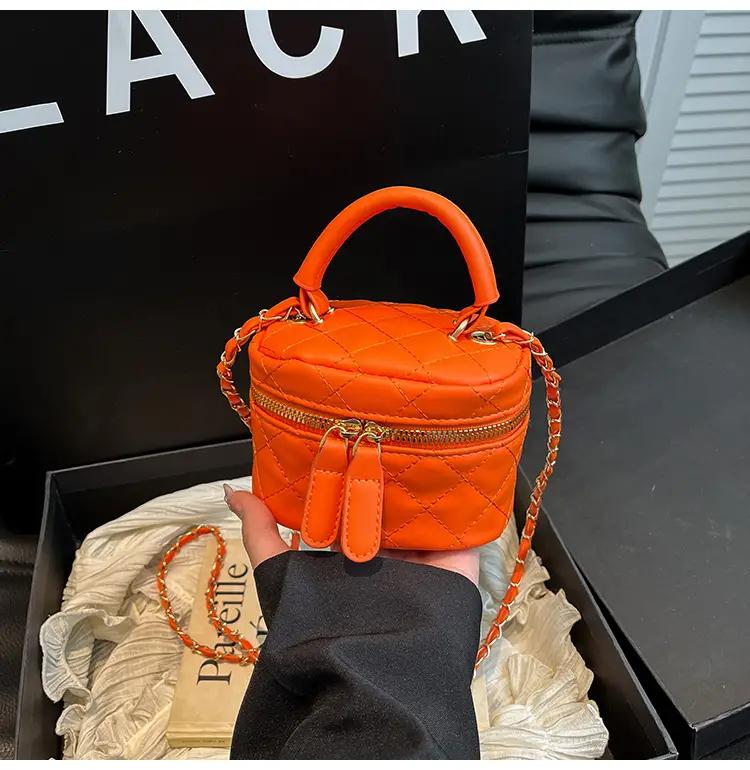 Orange Mini Quilted Chain Bag for Women — feature 33