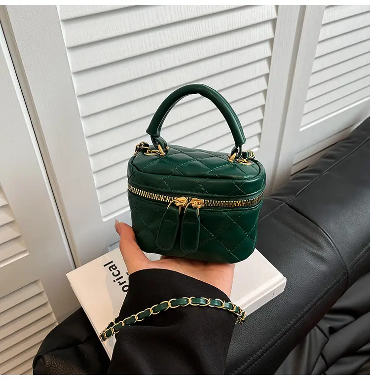 Orange Mini Quilted Chain Bag for Women — feature 34