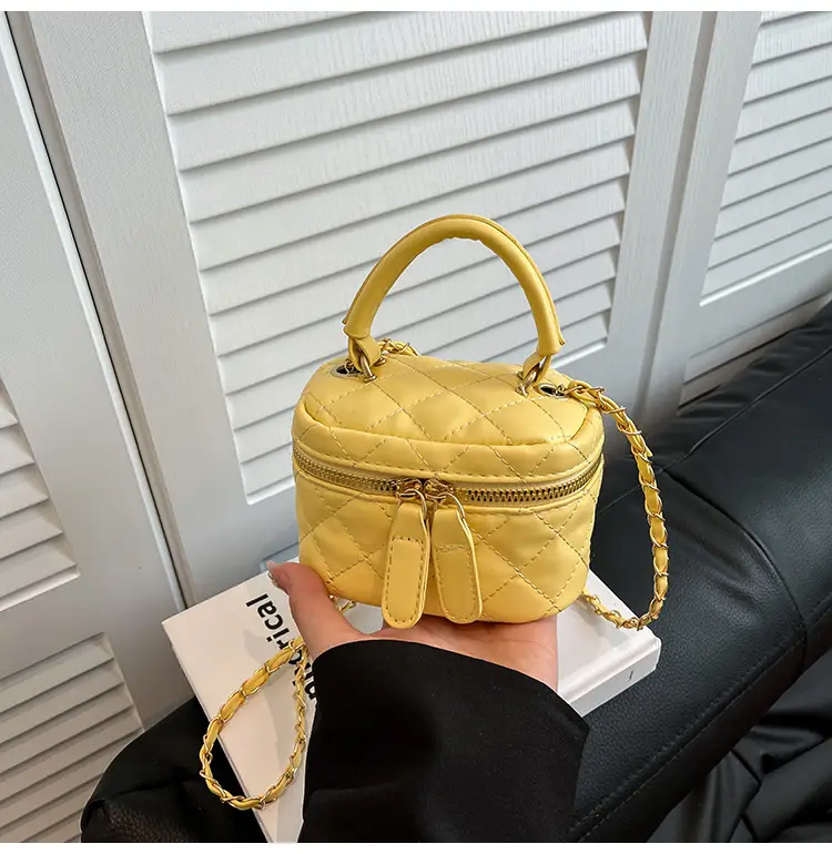 Orange Mini Quilted Chain Bag for Women — feature 35