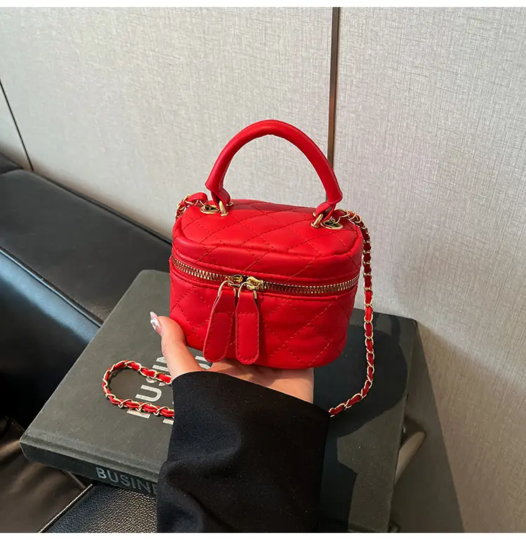 Orange Mini Quilted Chain Bag for Women — feature 36
