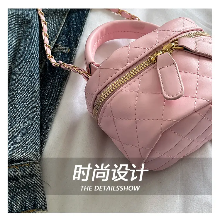 Orange Mini Quilted Chain Bag for Women — feature 5
