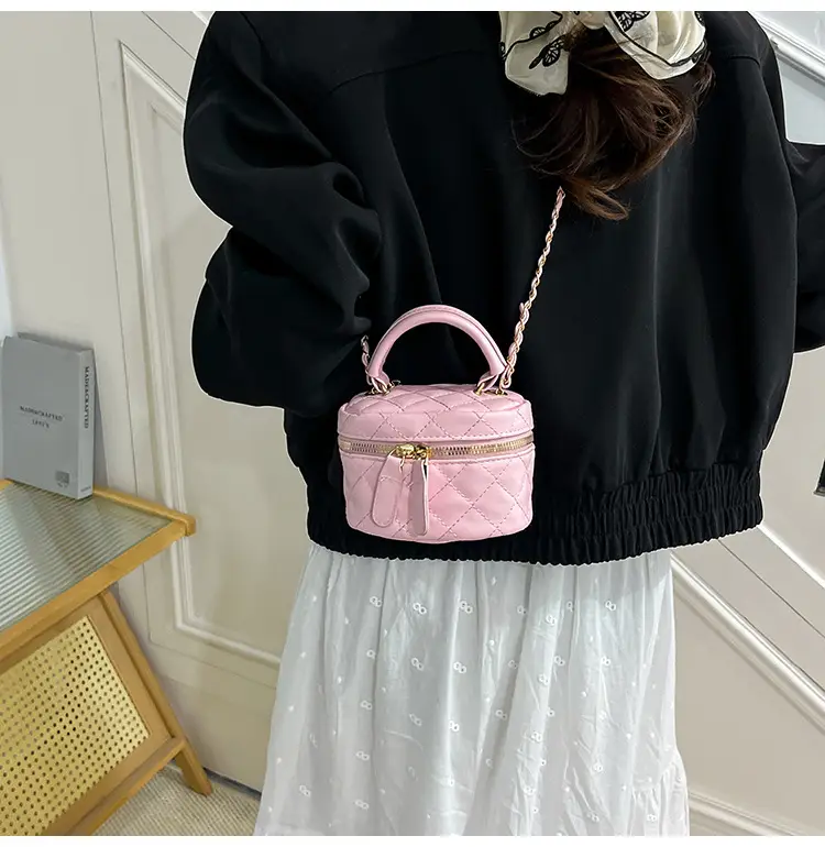 Orange Mini Quilted Chain Bag for Women — feature 8