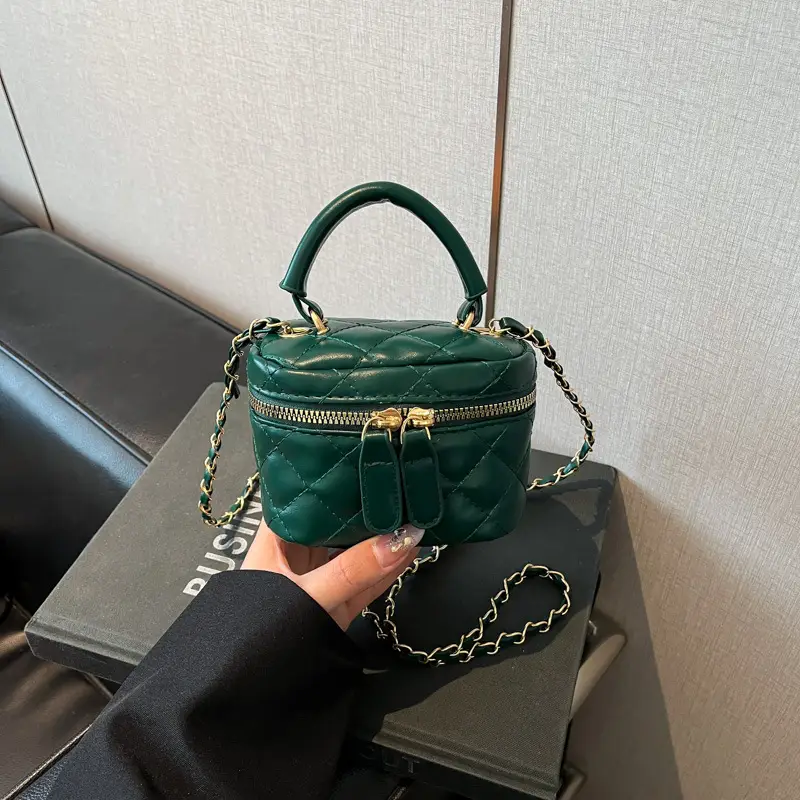 Orange Mini Quilted Chain Bag for Women - Image 2