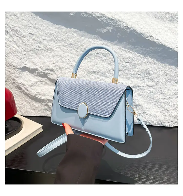 Light Blue Flap Bag for Women with Gold Clasp — feature 28