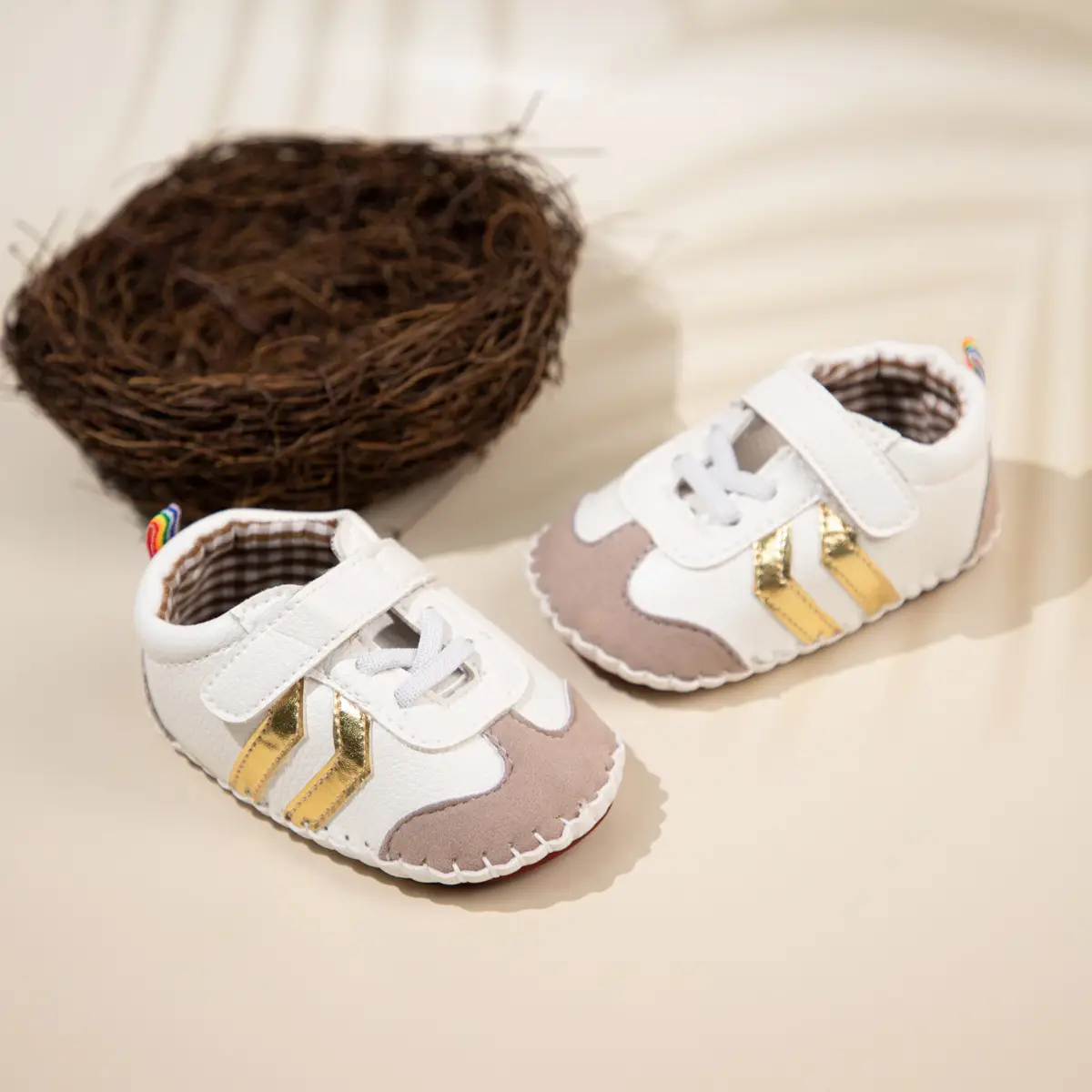 Baby Velcro Shoes White Blue for Kids 0-1 Year