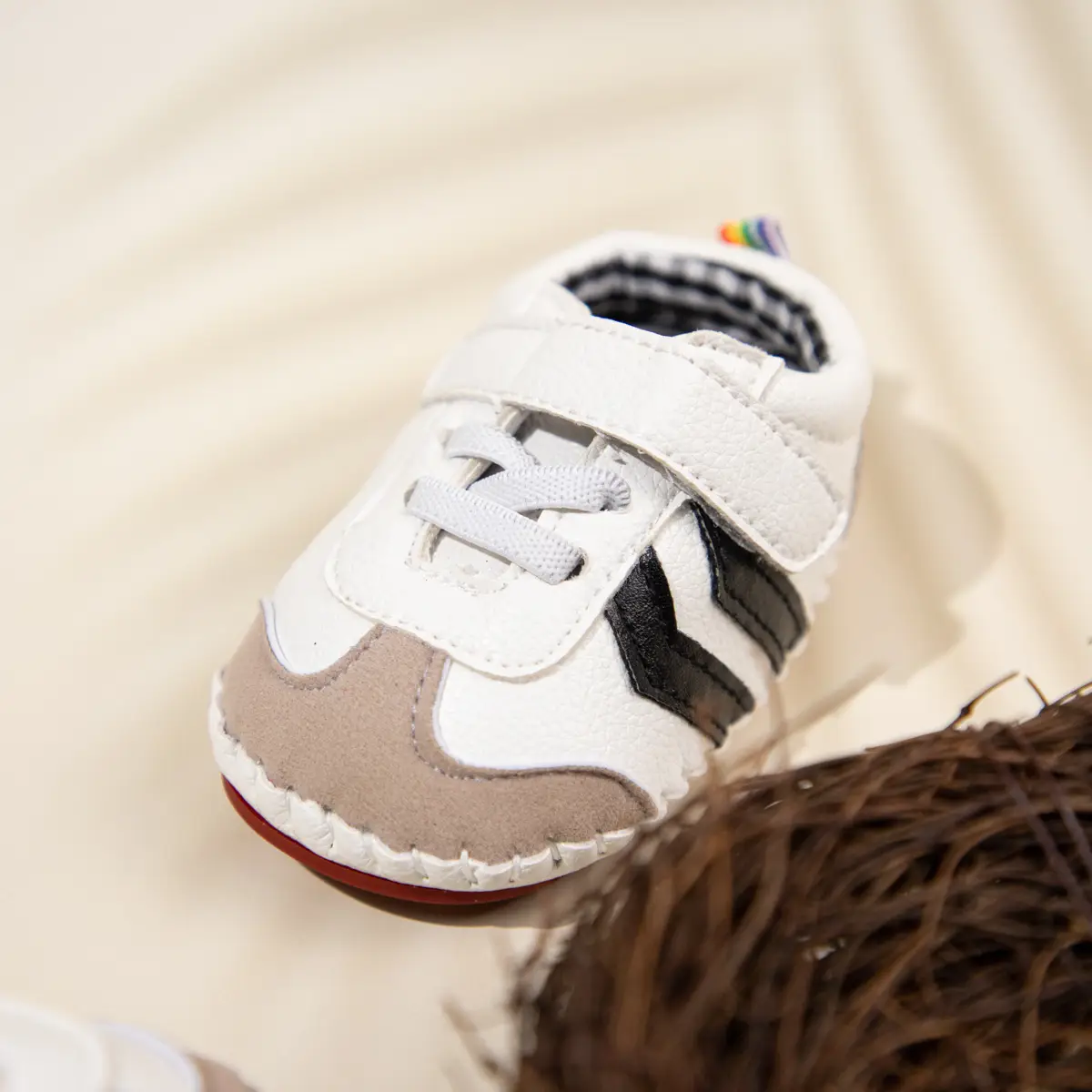 Baby Velcro Shoes White Blue for Kids 0-1 Year