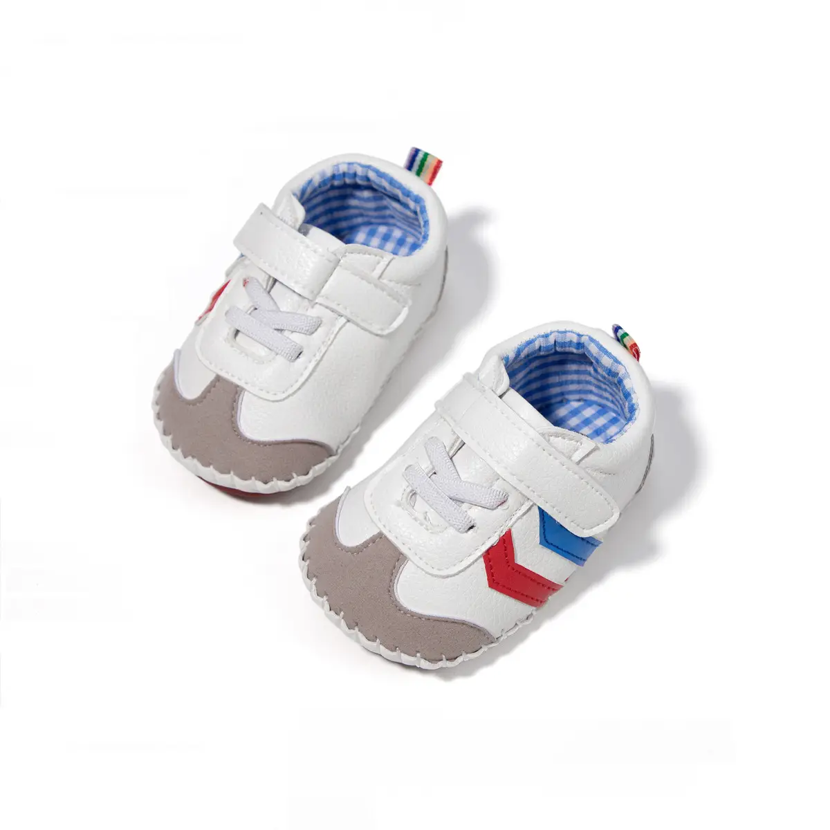 Baby Velcro Shoes White Blue for Kids 0-1 Year