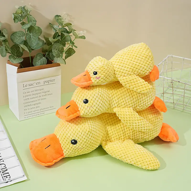 Cat Dog Toy Plush Sleeping Yellow Duck Anti-biting Molar Voice Relief Small Medium Dog Pet Voice Toy — feature 12
