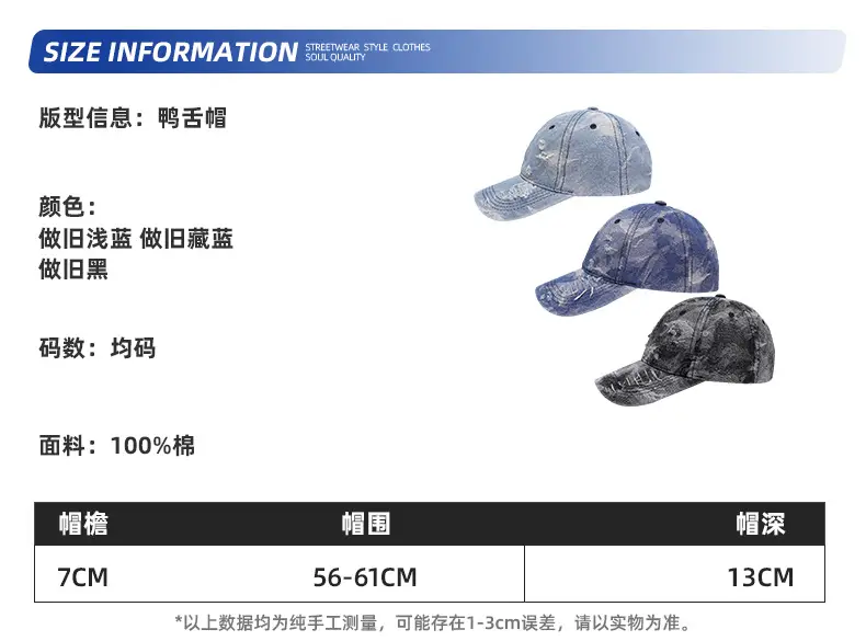 Mens Wind Wash Retro Cap Old Hole Wash Cap — feature 4