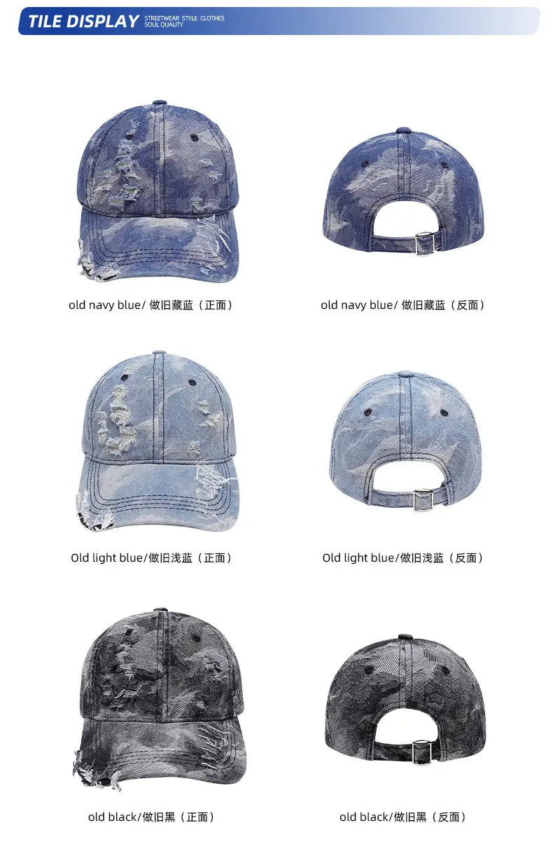 Mens Wind Wash Retro Cap Old Hole Wash Cap — feature 5