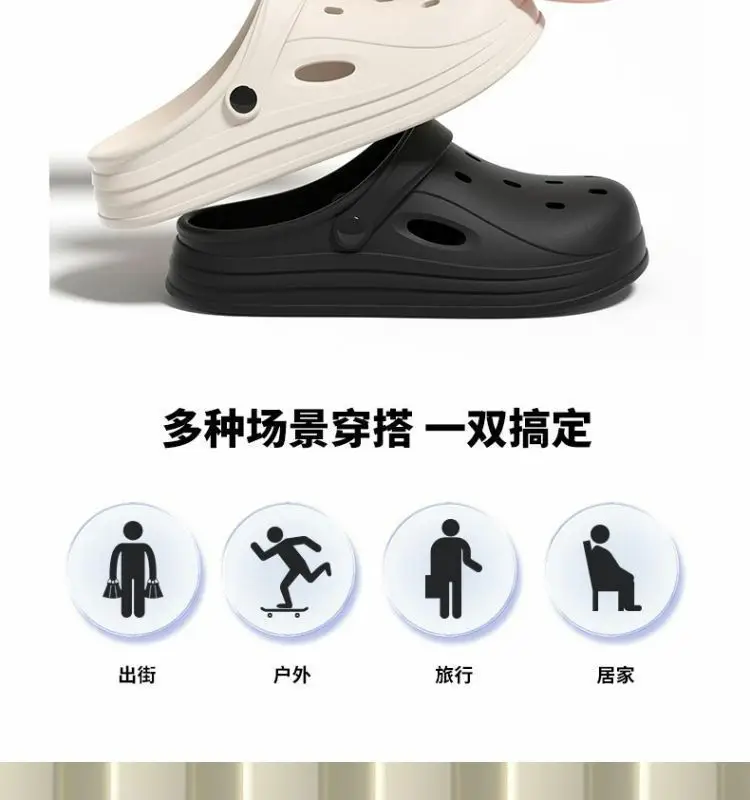 Croc Shoes Women's 2025 New Beach Outer Wear Eva Heightening Summer Toe-Toe Sandals Men's Slippers Wholesale — feature 4