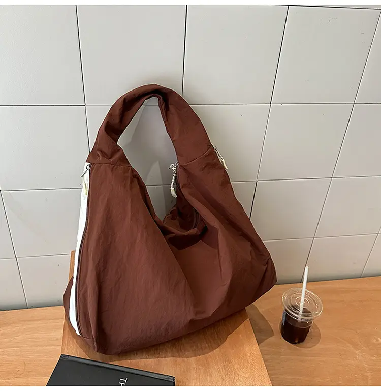 Women Brown Crossbody Tote Bag Large Capacity Lightweight - Image 4