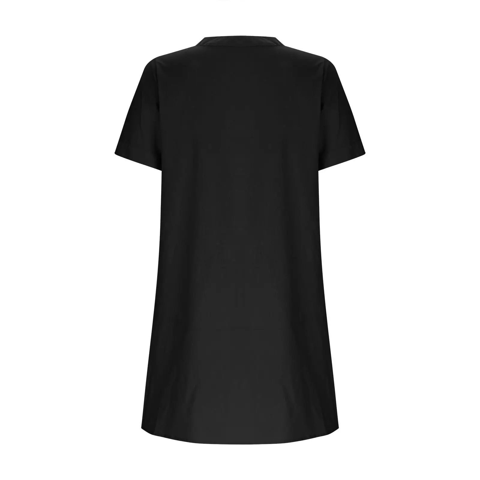 Women Cotton Linen V Neck Button Dress Blue — feature 20