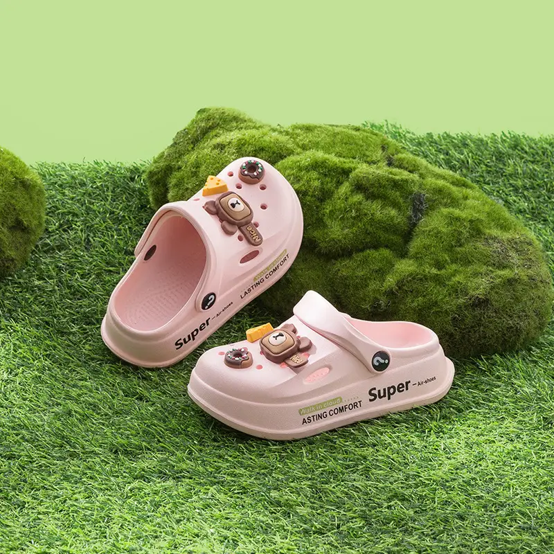 Girls Pink Cartoon Toe-Toe Slippers Summer