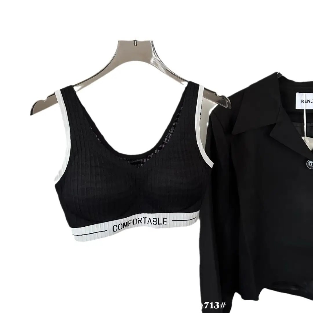 Soft and Waxy Vest-Style Bubble Lace Girl's Intimates Small Breast Push-Up Soft Support Wide Shoulder Strap Bra